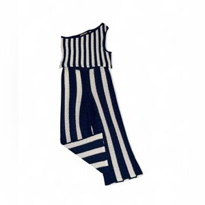 Free est by Free people Fauxchet two piece matching set navy combo Medium NWOT